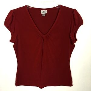Worthington Deep Red V-Neck Top PM